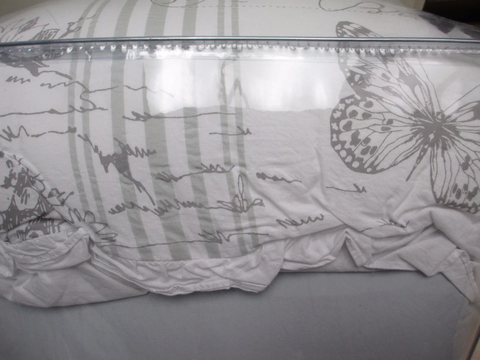 Juego de edredón con volantes TAHARI 4 piezas azul blanco París casa francesa Shabby - Queen Foto 2 de 4