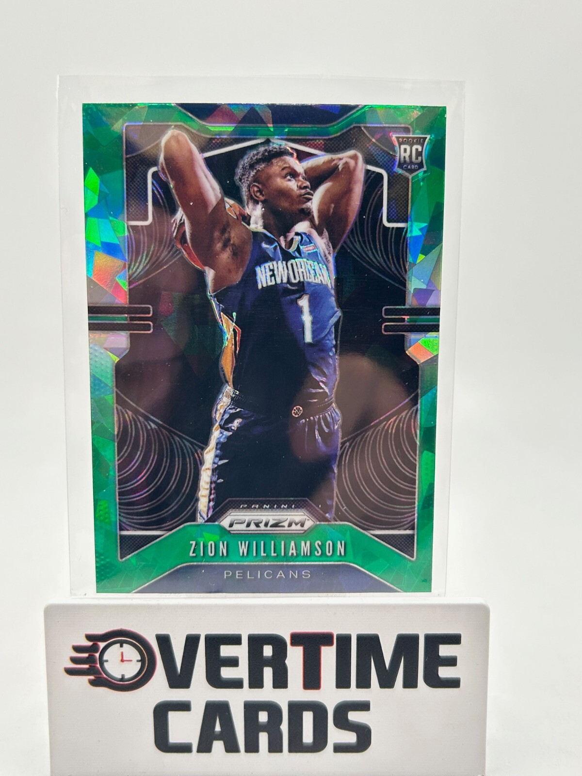 2019-20 Panini Prizm - Zion Williamson #214 Green Cracked Ice Rookie RC