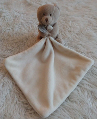 DouDou Et Compagnie Paris Mini 11'' Brown Bear Lovey Cream Ivory Security Blanket