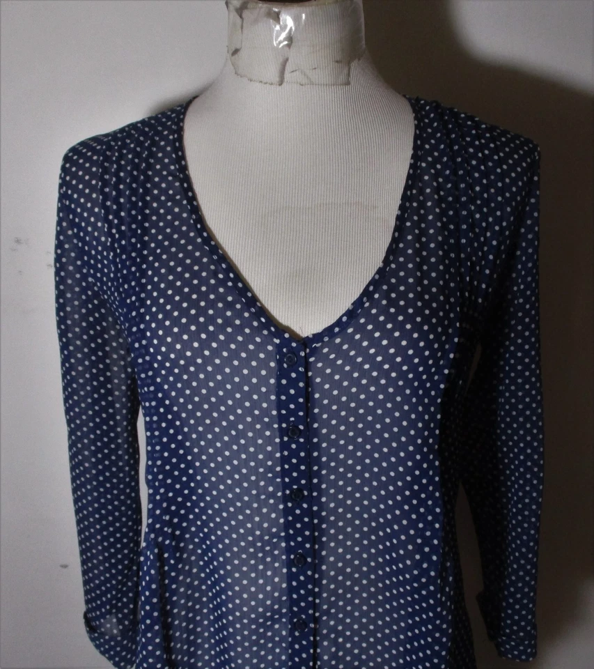Blusa transparente a lunares azul KIRRA talla S Foto 2 de 4