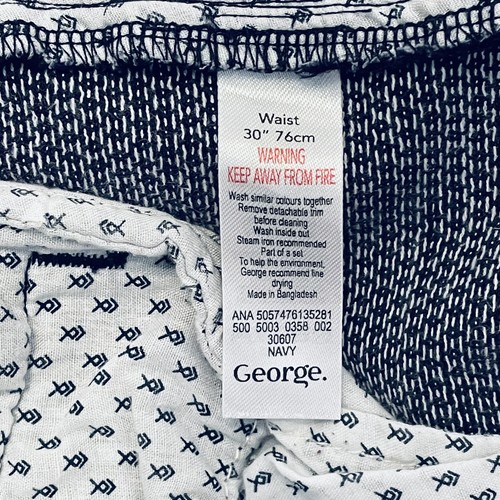 Men’s Chino Shorts 30” Waist - George, Blue, Button Fly - Picture 4 of 5