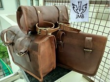 Leather Motorcycle Saddle Bag Pouch Side Panniers Tool Luggage Brown Combo 3 Bag