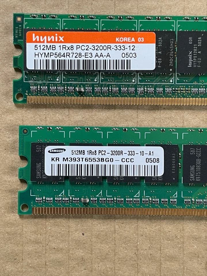 6 X 512Mb (3Gb Total) DDR2 1Rx8 PC2 3200R 333 Hynix Samsung Micron PC RAM Memory - Image 2 of 4