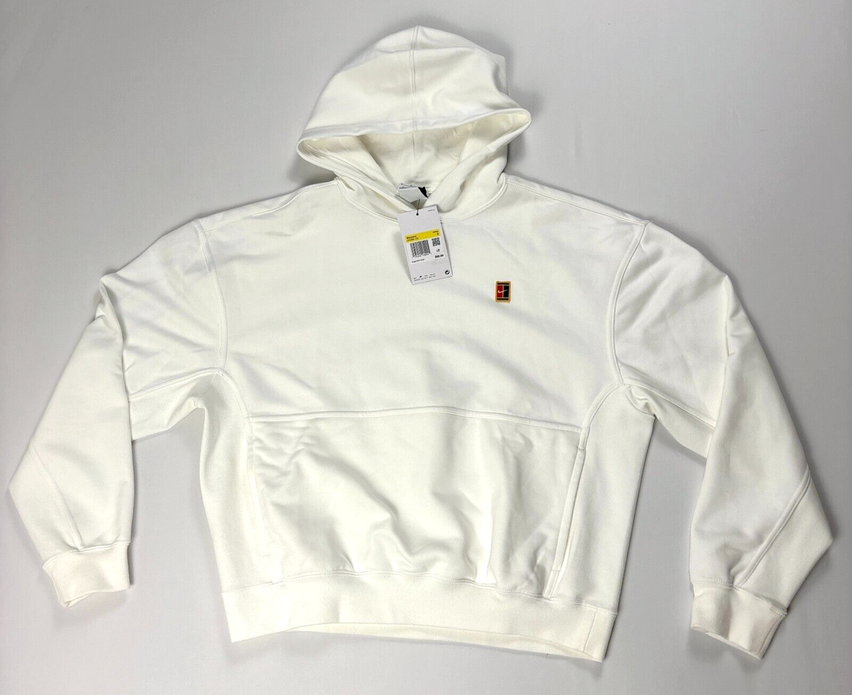 NWT Nike Court Womens Dri Fit Heritage Hoodie White Sz S Solid New *READ*