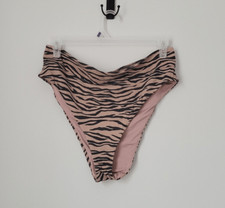 Aerie High Cut Cheeky Tan  Black Zebra Bikini Bottoms Size XXL