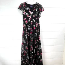 ANNA SUI x MODCLOTH Size 4 Authentically Chic Flocked Velvet Floral Maxi Dress