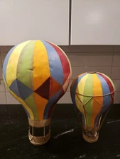 2 Metal Painted Hot Air Balloon 19 1/4" 13 3/4"  Hanging Wall Art Decor Colorful