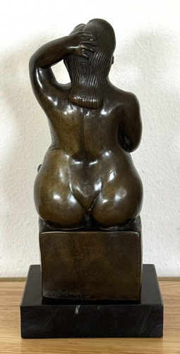 VINTAGE RARE KAREN VOBISOVA NUDE WOMAN BRASS 10.5" STATUE FIGURINE MARBLE BASE - Picture 7 of 13