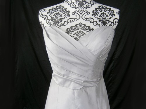 Legends Romona Keveza L904 Wedding Dress 6 8 or 10 Silver Silk Taffeta $3,565 - Picture 3 of 9