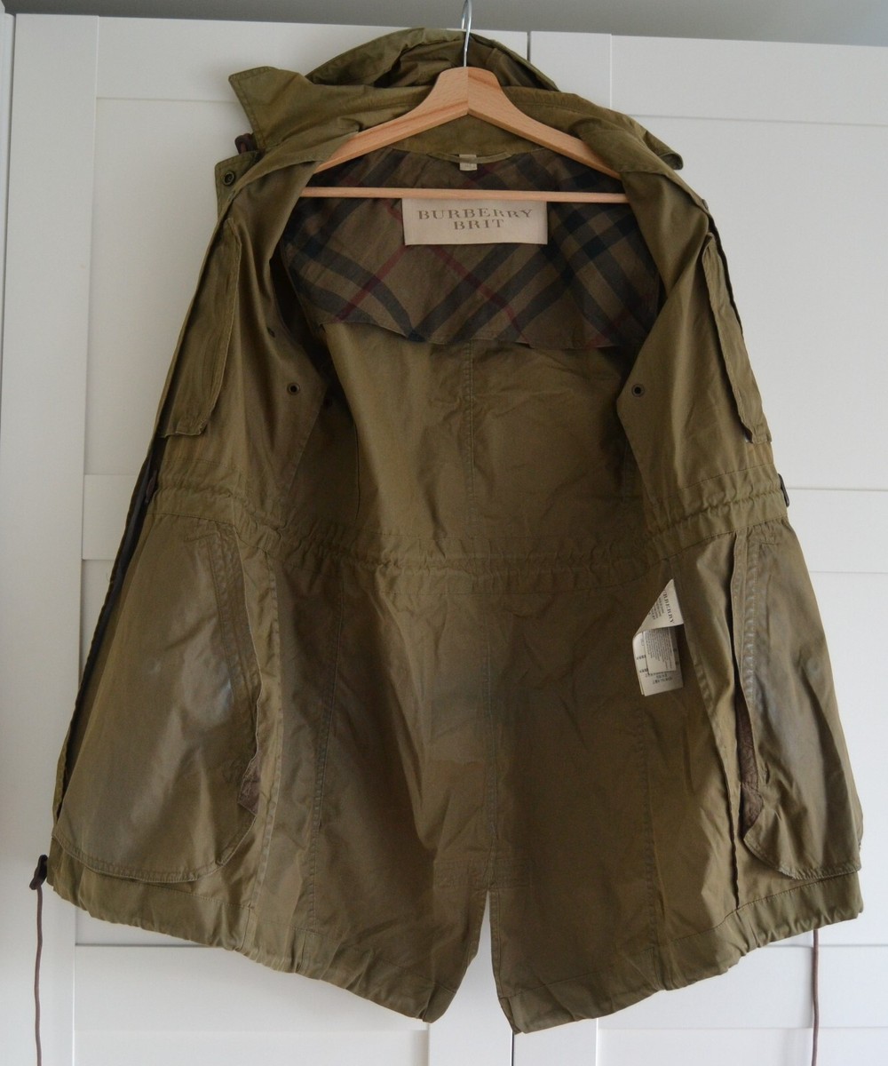 Burberry Brit Women's Cotton Brown Parka Coat Size UK 6 USA