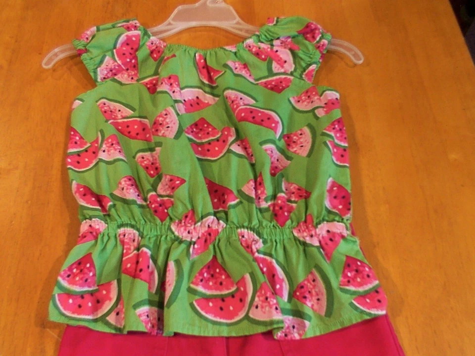 Gymboree Girls' Watermelon Print Top & Embroidered Bermuda Shorts-Sz. 6/7 - Image 2 of 3
