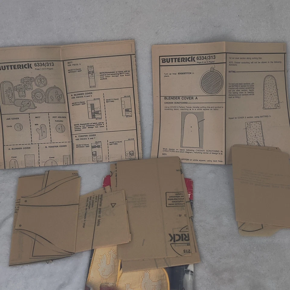 Sewing Pattern CUT Complete Butterick 313 vintage kitchen crafts - Image 4 of 4