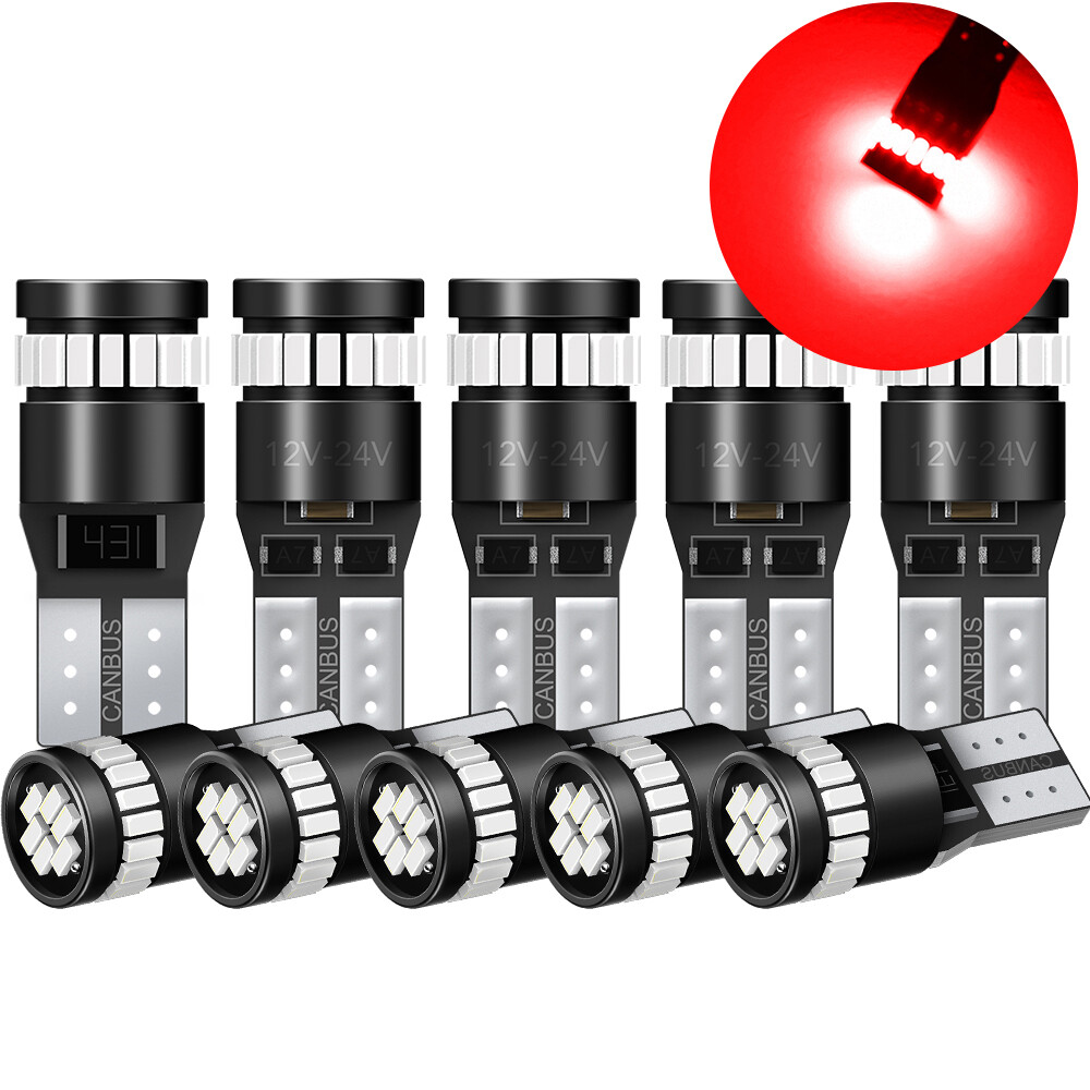 Red T10 LED SMD Car Side Marker Light Interior Dome Map Bulbs W5W 194 168 M