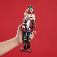 12 inch Spear Nutcracker Soldier Small Ornament Wooden Christmas Decoration Gift