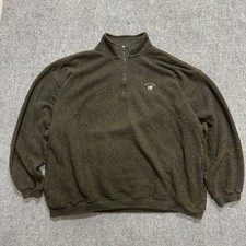 VTG Big Dogs Pullover Fleece 1/4 Zip Jacket Coat Mens 3XL Green Cotton Y2K