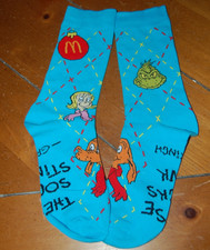 2025 McDONALD Grinch Socks Xmas Happy Meal Blue Socks NEW