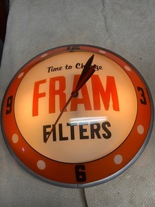 FINAL MARKDOWN BEFORE ENDING Vintage Original “FRAM FILTERS” Clock/Double Bubble