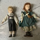 Anne Geddes Porcelain Doll Lot 2pc Boy & Girl w/ Stands Collector Toy — photo 1