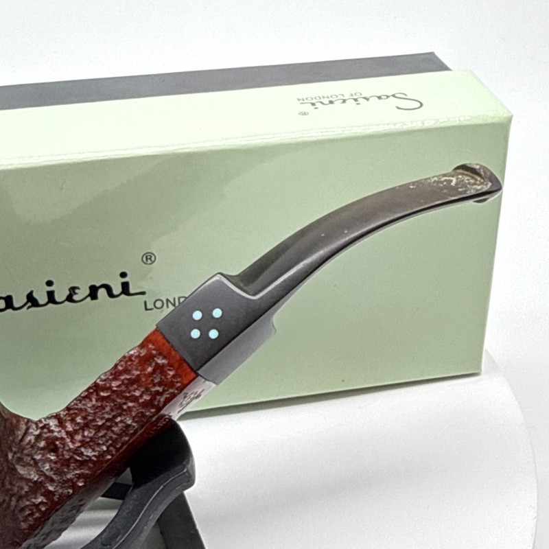 Sasieni Ruff Root Dark 4 Dot Rusticated Tobacco Pipe In Box In Box