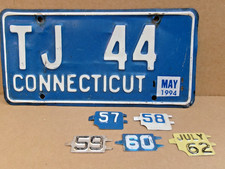 CONNECTICUT 1994 License Plate . . . TJ 44 . . . on 1957-1963 base w/ Tab Choice