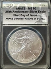 2011 $1 American Silver Eagle 1oz .999 Dollar First Day of Issue ANACS MS70