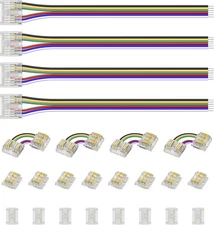 12mm Connectors for RGB+CCT COB LED Strip Light, 6-Pin Solderless Terminal Co