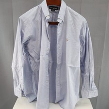 Ralph Lauren Yarmouth 100 Cotton Mens Button Down Blue Dress Shirt 17 35