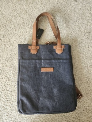 NWT CRG Prestige Convertible Backpack Bag! Black/Tan/Denim For Travel/School.