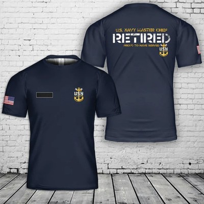 Custom Name US Navy Master Chief Retired T-Shirt 3D