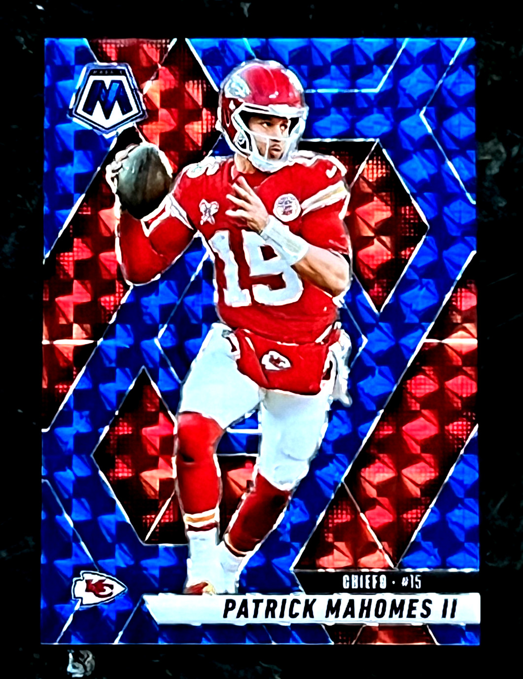 Patrick Mahomes II 2025 Panini Mosaic Blue Prizm 87/99 Kansas City Chiefs #200