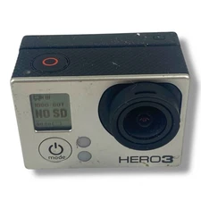 GoPro HERO3 Black Action Camera Silver With LCD Attachment Tested No Battery