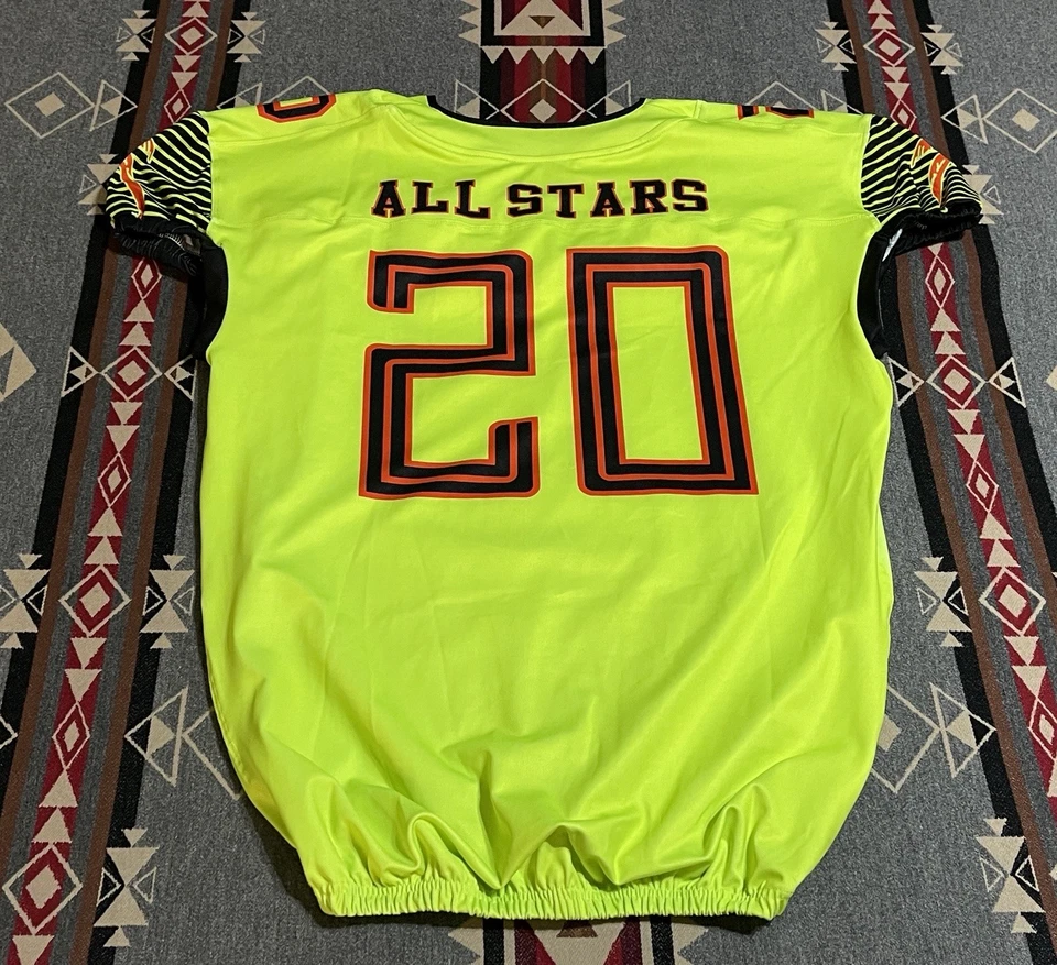 Camiseta de fútbol Broward All Stars #20 amarilla neón negra mangas a rayas XL T43 Foto 3 de 4