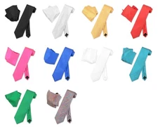 Vesuvio Napoli Solid Metallic Color NeckTie Handkerchi​ef Matching Neck Tie Set