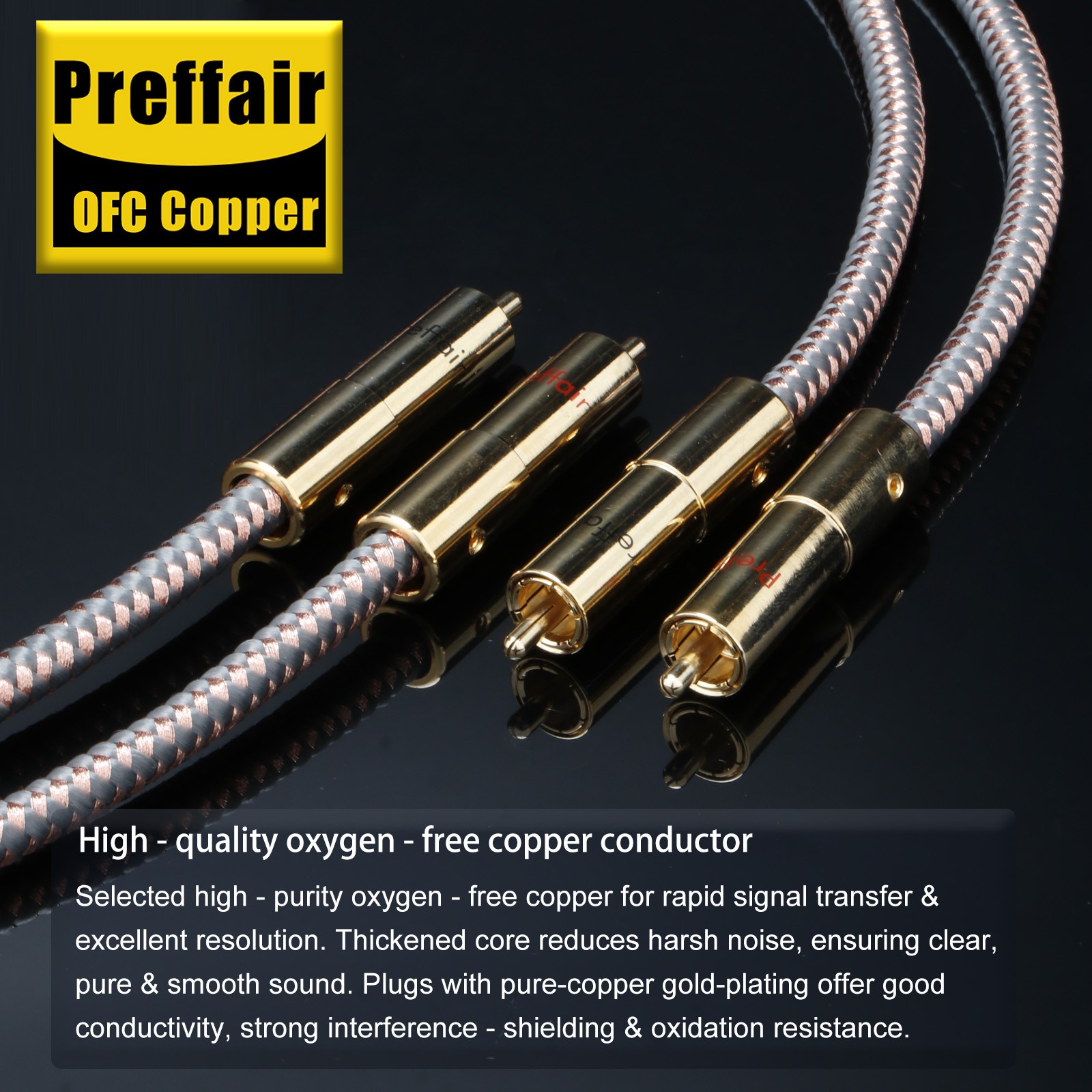 Pair Preffair HiFi RCA Cable Wire OFC RCA to RCA Signal Interconnect Cable