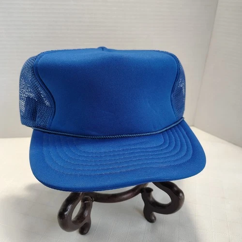 BLUE Trucker Hat Retro SnapBack Cap Solid VINTAGE FOAM liner Mesh Back