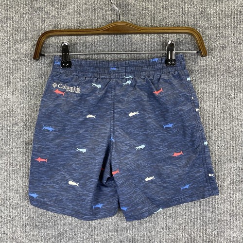 Columbia Swim Shorts Boy’s Youth Size Small 8 Blue PFG Omni Shade Fish Pattern - Picture 7 of 13