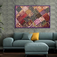 Christmas Gift Home Cotton Handmade Throw Tapestry Patchwork Decor Wall Hanging