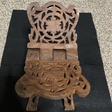 Hand Carved Sheshamwood Book Holder By Sarna From India 519-1