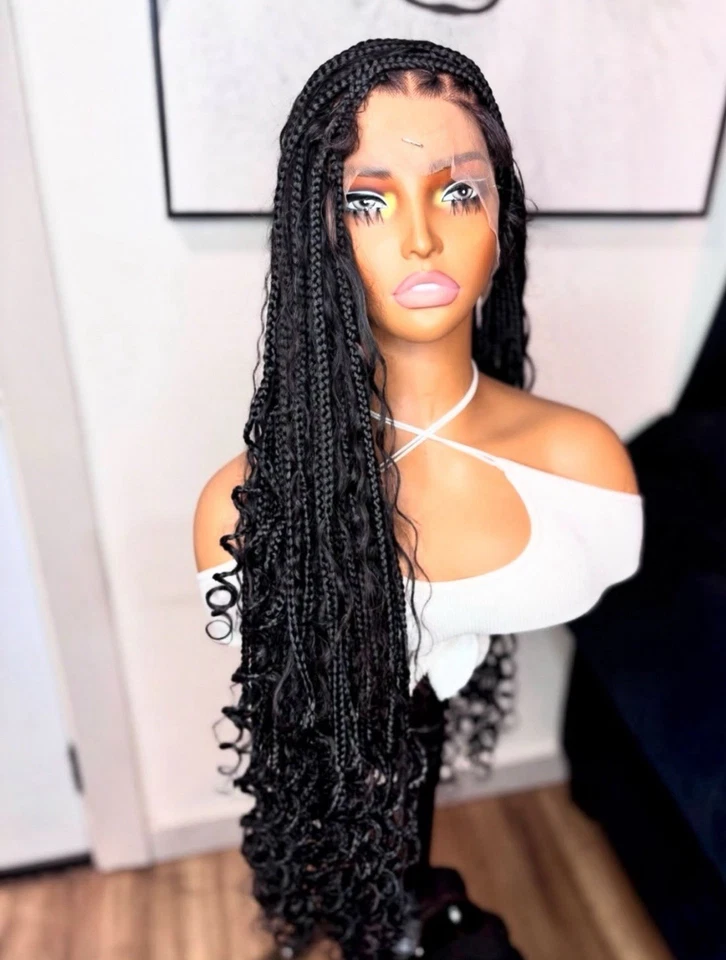 Full Lace Boho Human Hair Braided Wig For Women. - Image 3 of 4