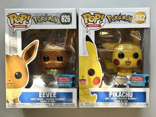 Funko Pop! Vinyl Pokémon Diamond Eevee & Diamond Pikachu 2021 Fall Con Set