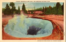 Morning Glory Pool Yellowstone National Park Haynes c1934 Linen Postcard