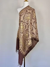 Hand Embroidered Silk Pashmina Scarf Gift Shawl Wrap Ladies Stole