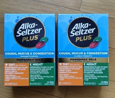 Alka-Seltzer Plus Powermax Cough Mucus Congestion 24x2 Liqui-gels DayNght 7/26++