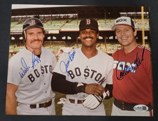 CARLTON FISK-WADE BOGGS-JIM RICE Signed 8x10 Photo-HALL OF FAME-JSA