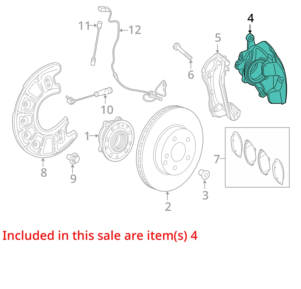 Mercedes-Benz C63 AMG W205 Front Left Side Brake Caliper 2015 - 2021 OEM - Image 3 of 4