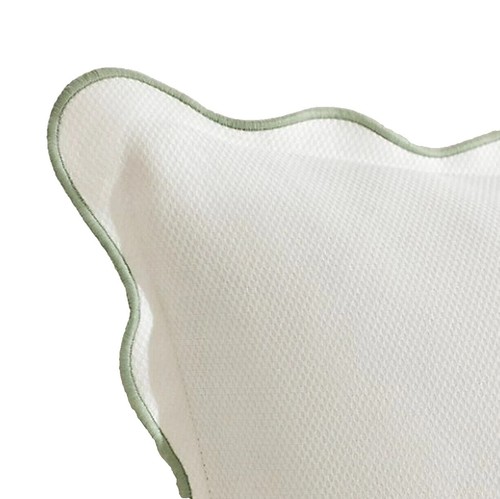 Lauren Ralph Lauren L69721 White Green Marguerite Piqué Scallop Euro Sham - Picture 4 of 4