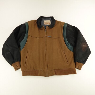 Vintage Cripple Creek Jacket Mens XL Brown Wool Circle S Western Chore Coat ^