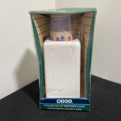 NOS 1988 Dixie Cup Dispenser Kitchen Pop Up 5 oz Cups 15 Included New Sealed