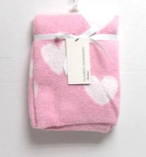 Gerber Modern Moments Soft Pink Baby Blanket 30" x 40" White Hearts