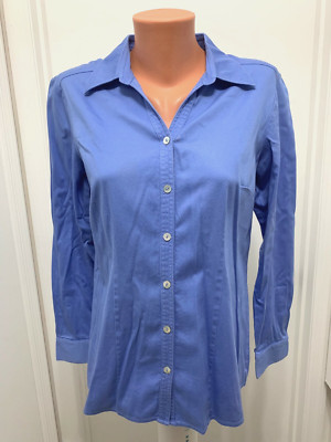 Chicos Additions size 1 long sleeve Button Blue Blouse Shirt